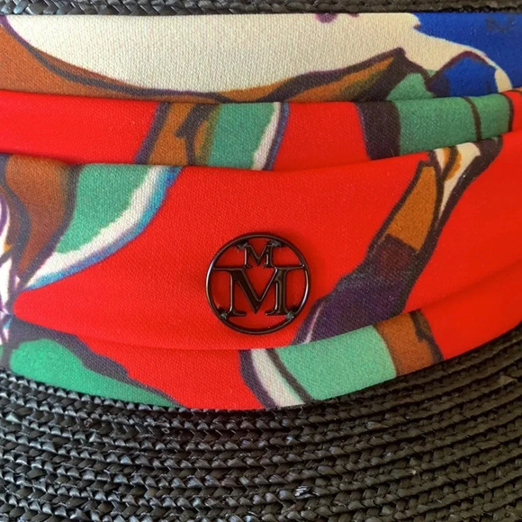 NWOT MAISON MICHEL Kate handkerchief fedora hat in black size medium - Picture 2 of 10